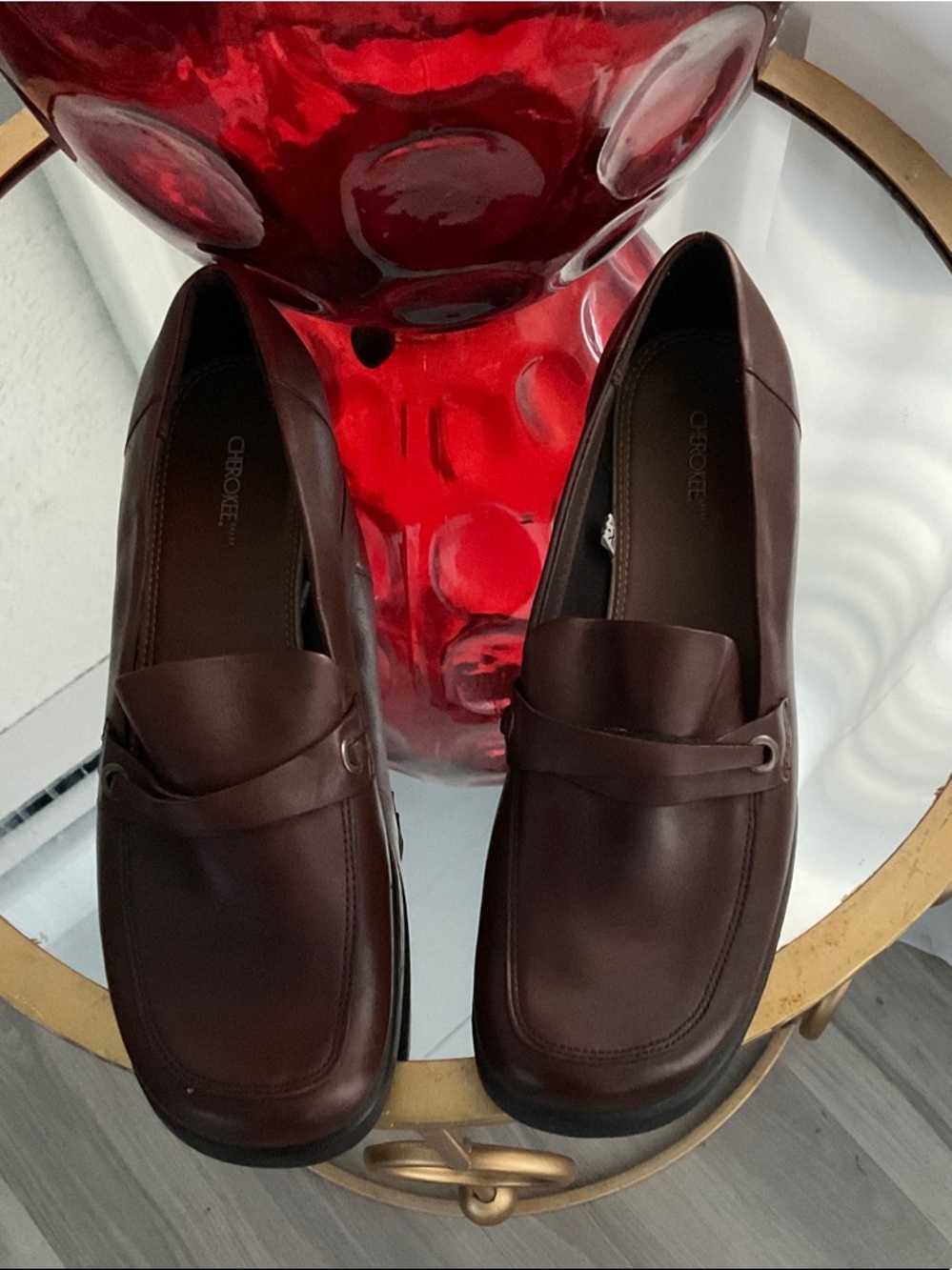 Cherokee Men’s Dark Brown Leather Slip-On Loafers